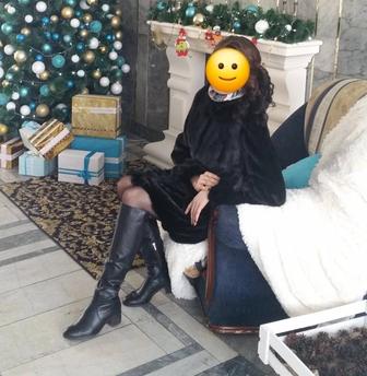 Норковая шуба натуральная черная L (46), Империя меха