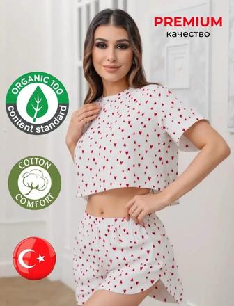 Пижама футболка с шортами с сердечками