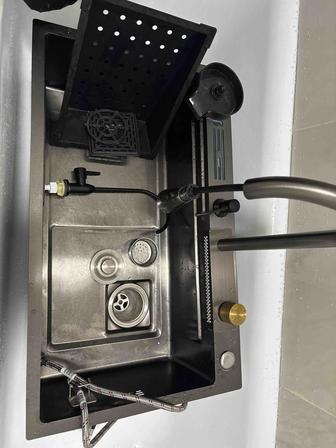 Кухонная мойка 75х45х22 см, нержавеющая сталь, тон мокрый асфальт