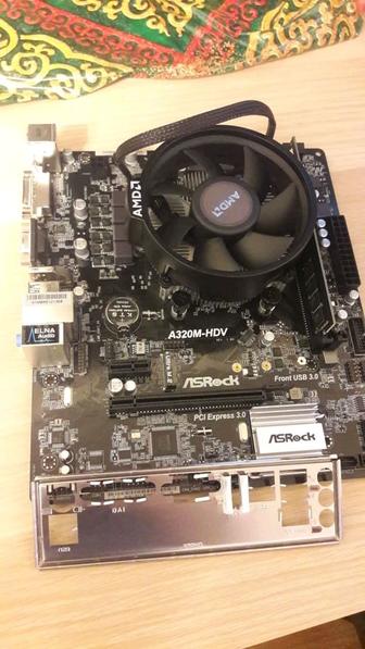 Материнская плата AsRock A320m-hdv, ОЗУ 8Gb, Ryzen 3 1300x