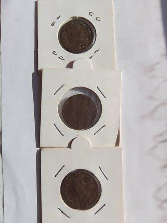 Набор из 3 монет Британской колониальной Индии, княжество Гвалиор.