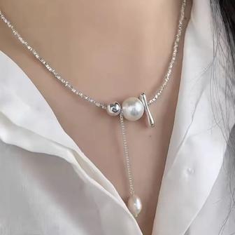 Женское ожерелье с жемчужиной, минималистичный стиль