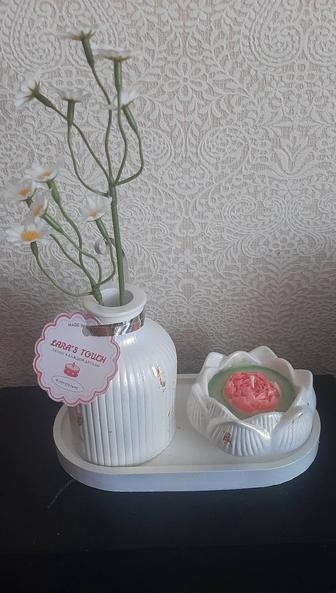 Нежный интерьерный набор с декоративной свечой