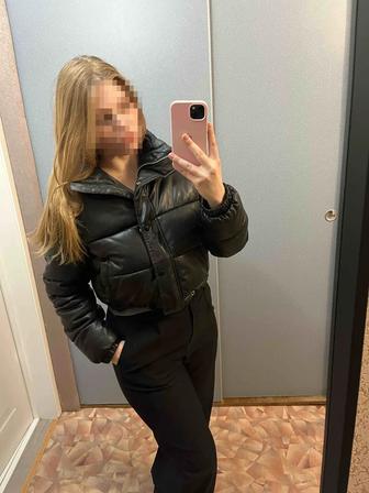 Стильная женская куртка Bershka, укороченная эко-кожа