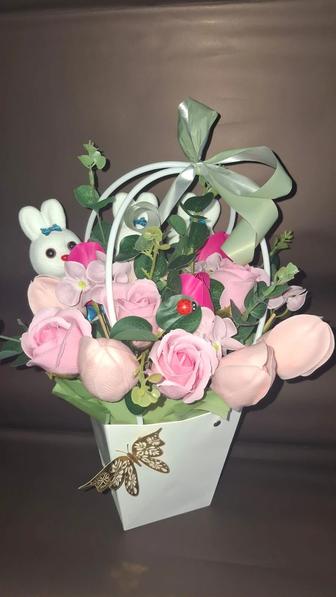 Букет из мыльных роз