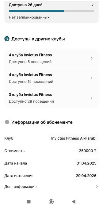 Годовой абонемент INVICTUS AL FARABI
