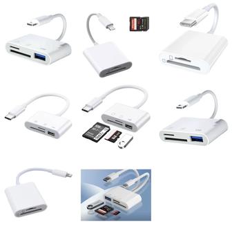 Все виды компактных картридеров на iPhone Lightning и Type c (sd,tf)