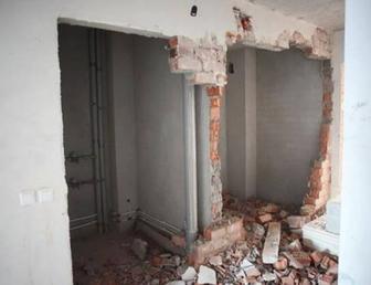 Демонтаж стен и перегородок, кафеля ,бетонных полов, гипсокартон