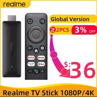 Лучшая TV-приставка 2022г Realme 4K Smart Google TV Stick с голосовым управ